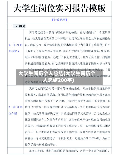 大学生简历个人总结(大学生简历个人总结200字)